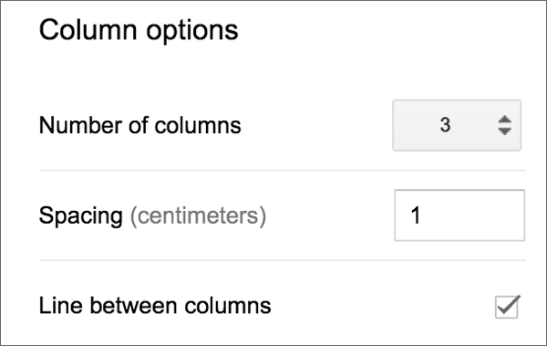 Column options